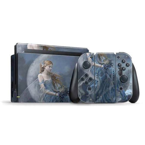 Fairy with Black Cat Sitting on Moon by Nene Thomas Nintendo Skins